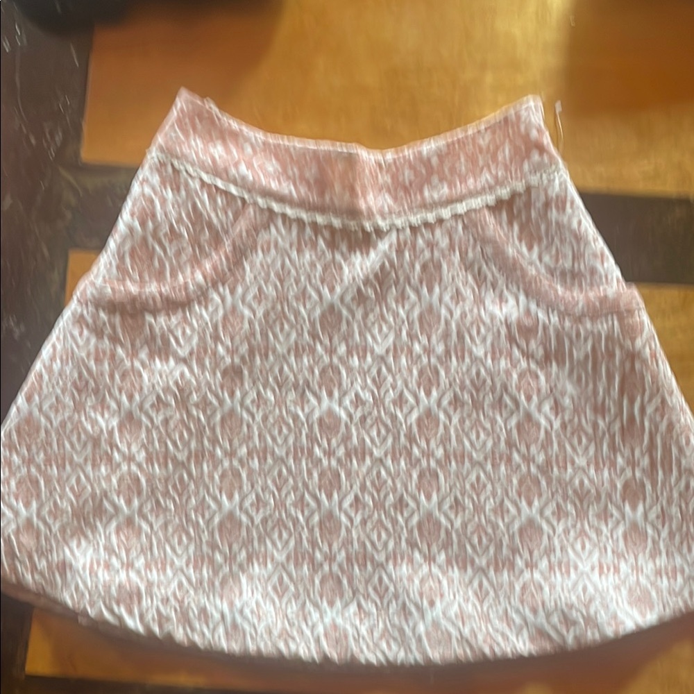 FREE PEOPLE brocade like White and Pink Skirt, Size 2